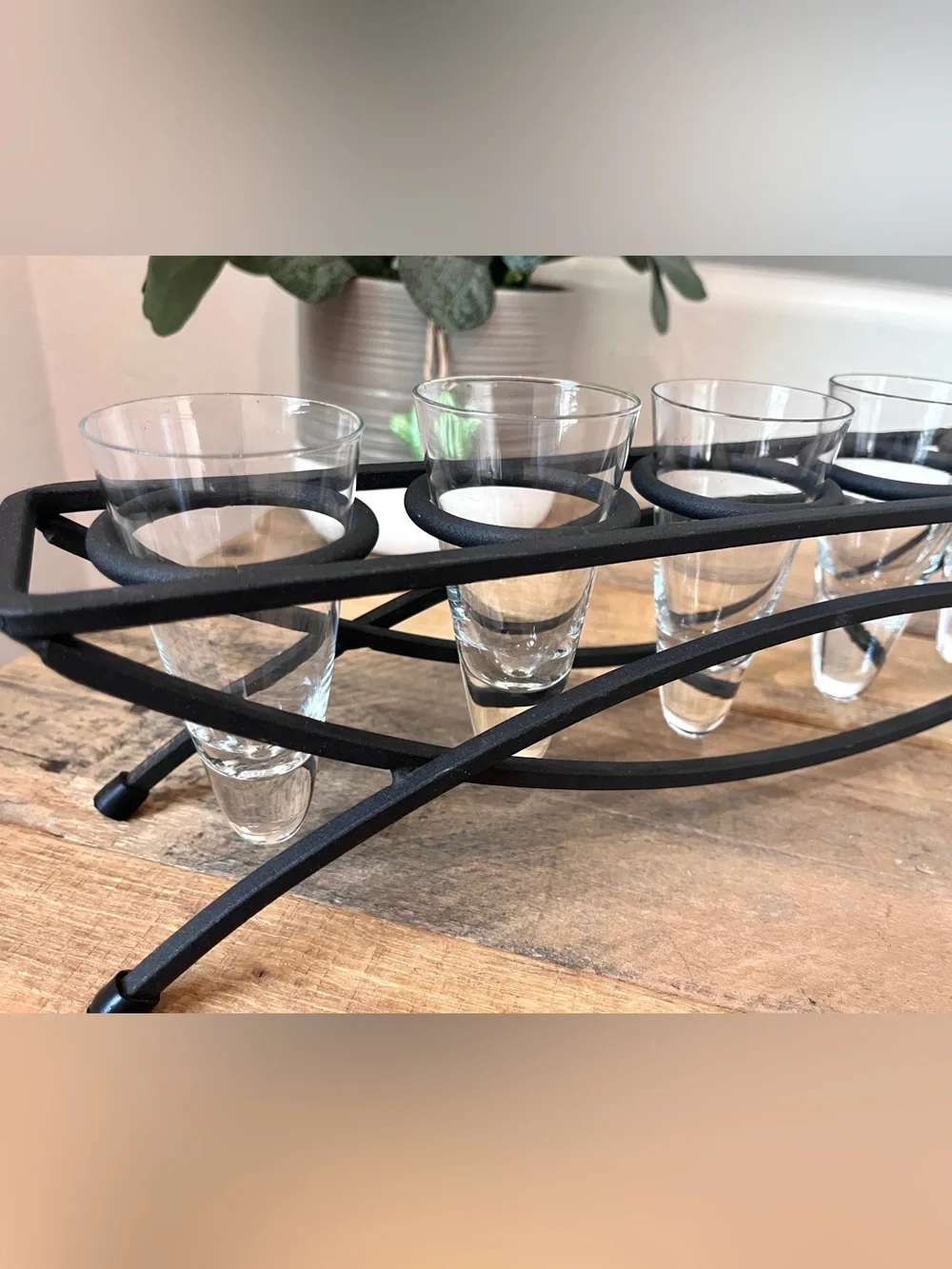 Vintage Modern Shot Glass Flight Server Set & Souvenir Shot Glasses Lot